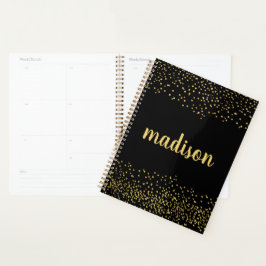 Agenda Gold Glam Purpurina Confetti | Negro personalizado