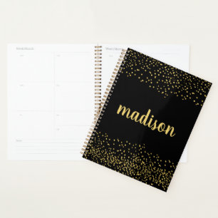Agenda Gold Glam Purpurina Confetti Negro personalizado
