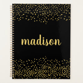 Agenda Gold Glam Purpurina Confetti | Negro personalizado