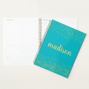Agenda Gold Glam Purpurina Confetti Verde azulado perso
