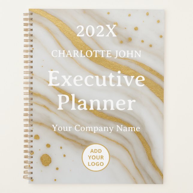 Agenda Gold Marble Executive Custom Name 2026 (Anverso)