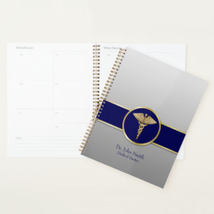 Agenda Gold Medical Caduceus Blue Professional