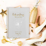 Agenda Gold Script Future Mrs. Dove Grey Wedding Planner<br><div class="desc">Romantic design features a soft floral flower in white,  "Future Mrs.",  and the words "Wedding Plans" in a gold typography script against a dove-grey textured background.  Easily customize your names and date of choice.  The perfect gift idea for the bride-to-be to organize all her wedding planning needs.</div>