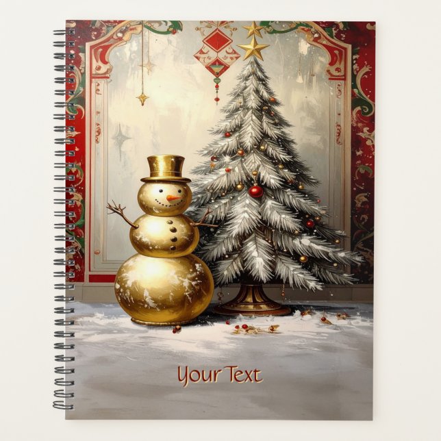 Agenda Gold Snowman Christmas Tree Holiday Planner (Anverso)