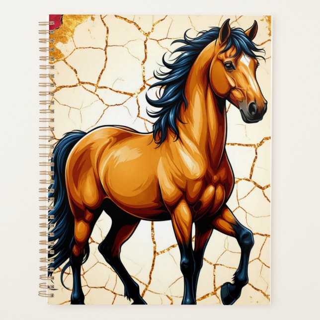 Agenda Golden Horse With Flowing Black Mane (Anverso)