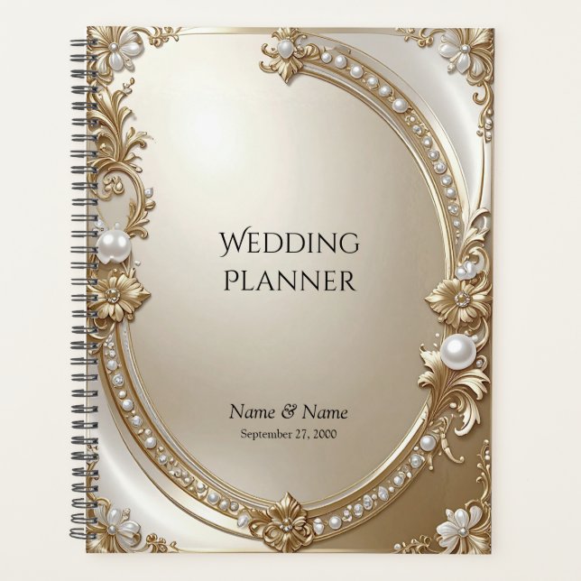 Agenda Golden Ornate Frame with Pearls Planner (Anverso)