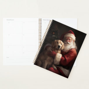 Agenda Golden Retriever con Santa Claus Navidad