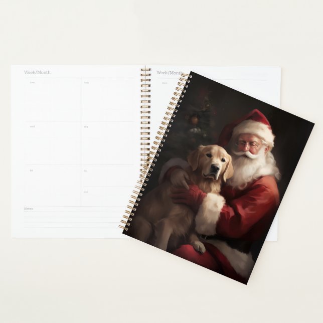 Agenda Golden Retriever con Santa Claus Navidad (Demostración)