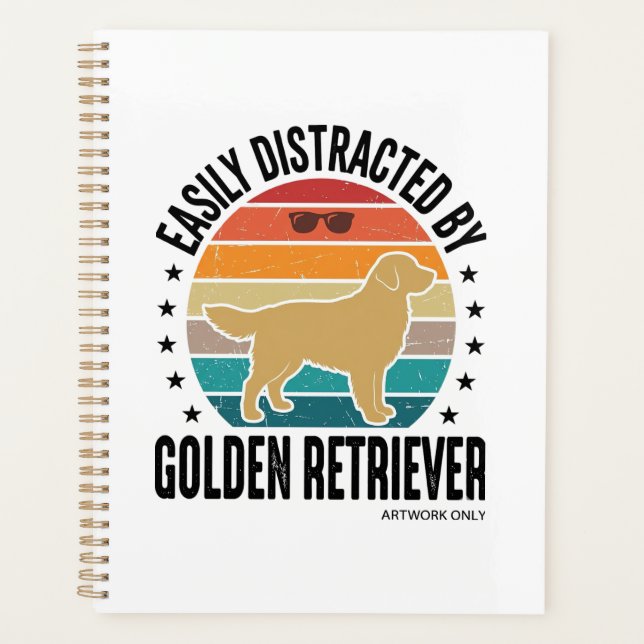 Agenda Golden Retriever Fácilmente Distraído Perro Vintag (Anverso)