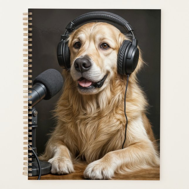 Agenda Golden Retriever Hosting a Podcast (Anverso)