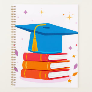 Agenda Gorra de Graduación Azul con Libros