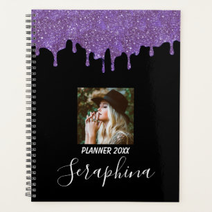 Agenda Goteos de purpurina con foto personalizada morado