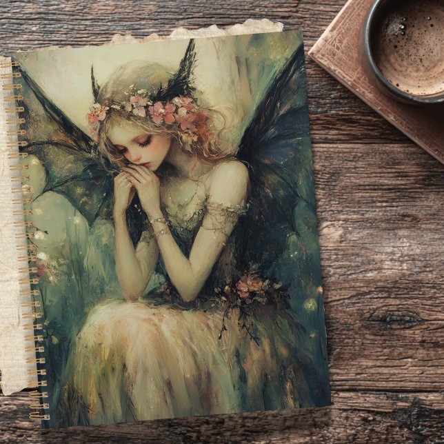 Agenda Gothic Fantasy Fairy with Floral Crown Dark Wings  (Subido por el creador)