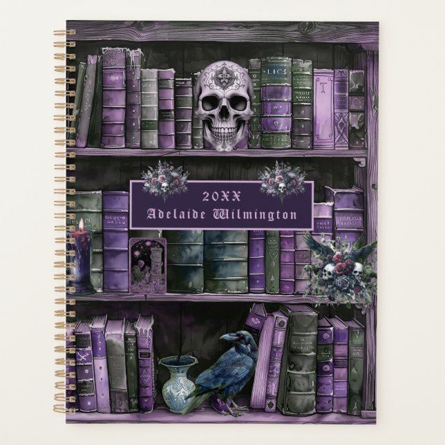 Agenda Gothic Purple Bookshelf Skull Personalized (Anverso)