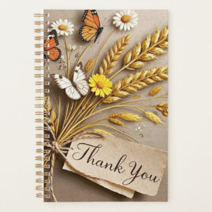 Agenda Gracias flores silvestres dibujadas a mano, tallos