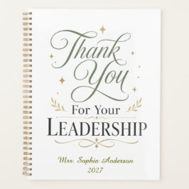 Agenda Gracias Por Su Liderazgo Nombre Personalizado