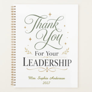 Agenda Gracias Por Su Liderazgo Nombre Personalizado
