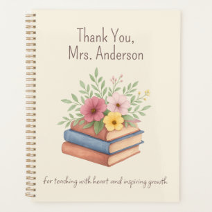Agenda Gracias Profesor - Libros y flores acuáticas -