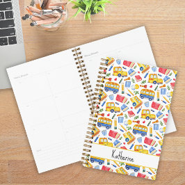 Agenda Gracioso Autobús Escolar Regresa Al Patrón De Nomb