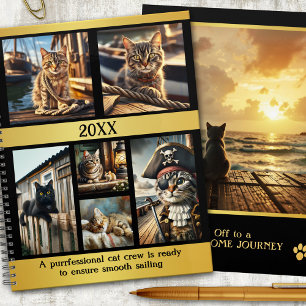 Agenda Gracioso gato con cuadrícula fotográfica náutica