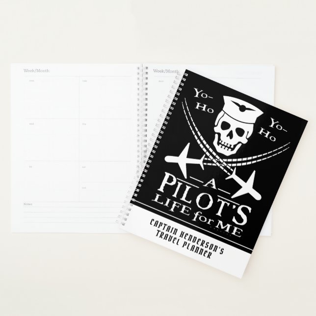Agenda Gracioso piloto de aviones Skull Pirate Humor | Pe (Demostración)