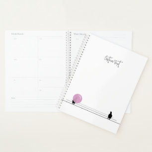 Agenda Graciosos pájaros de bubblegum en blanco alambrado