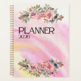 Agenda Gradiente de Acuarela Vibrante y Ramo Floral 