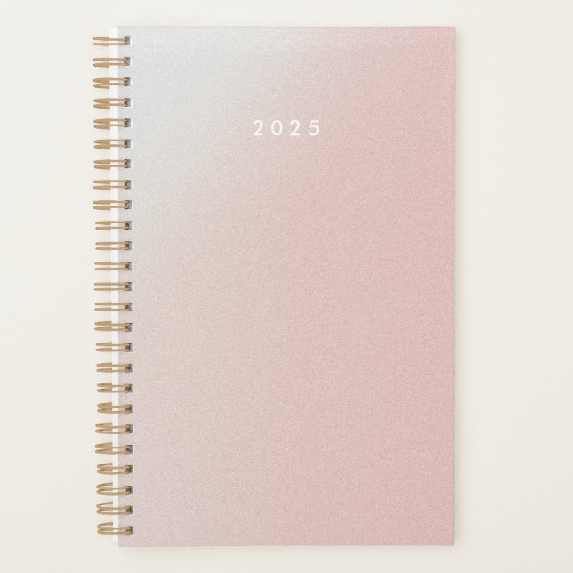 Agenda Gradiente de rosa pastel personalizado 2025 (Anverso)