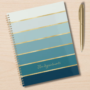 Agenda Gradiente de Verde Azul Elegante Citas con Franj