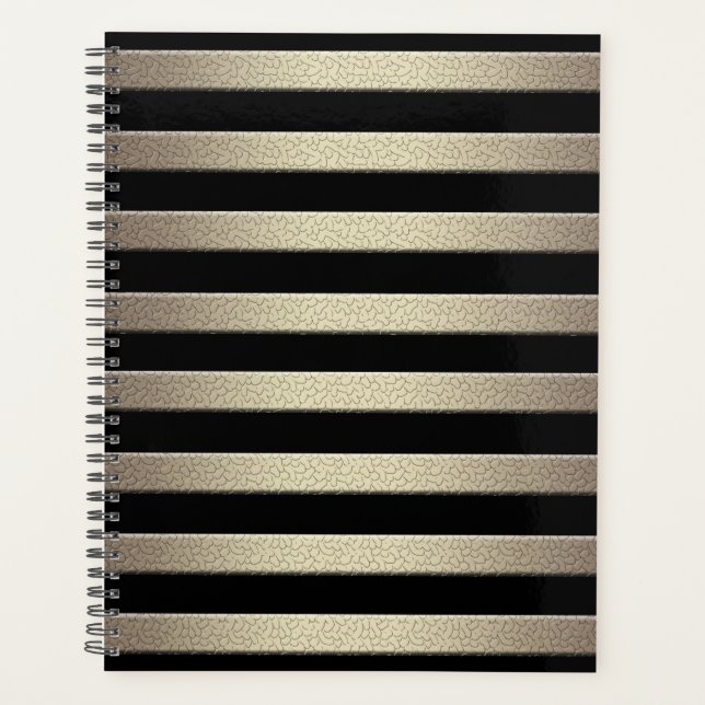 Agenda Gradiente purpurina dorado rayas rayadas blac (Anverso)