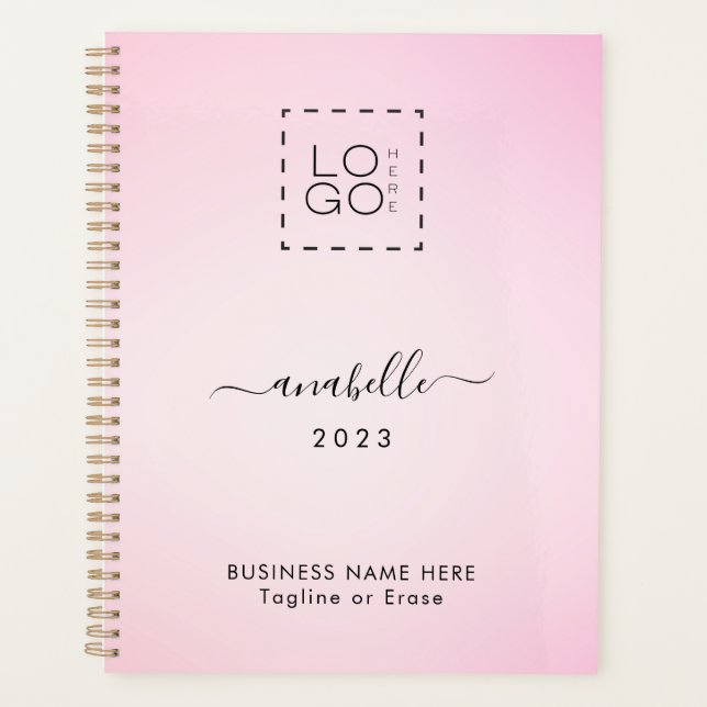 Agenda Gradiente rosa Añadir nombre Año Personalizado Log (Anverso)
