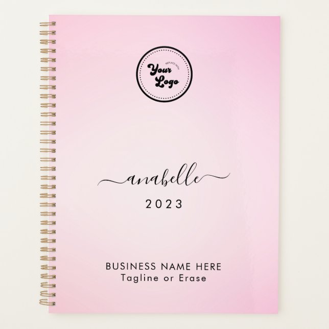 Agenda Gradiente rosa Añadir nombre Año Personalizado log (Anverso)