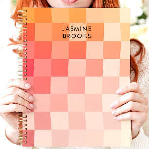 Agenda Gradiente Rosa Cuadros Personalizado Nombre