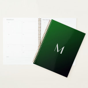 Agenda Gradiente Verde Esmeralda - monograma audaz