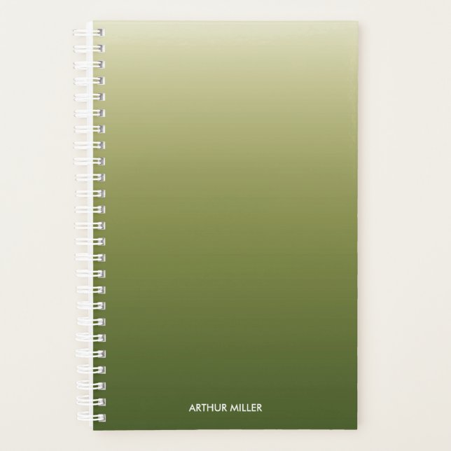 Agenda Gradiente verde ocre personalizado (Anverso)