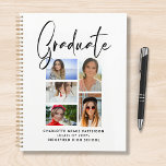 Agenda Graduado Elegante Script Multifoto Graduado<br><div class="desc">Elegante Script Multi Photo Graduation Graduate Planner incluye cinco de tus fotos favoritas de tu graduado universitario o de secundaria con el rápido y moderno guión de la caligrafía negra "Graduado". Sencillo,  elegante y elegante. Creado por ©Evco Studio www.zazzle.com/store/evcostudio</div>
