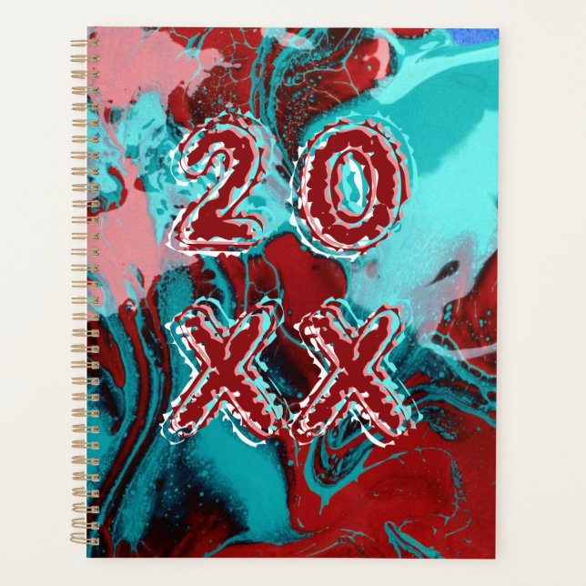 Agenda Graffiti Arte Turquesa Rojo Rosa Personalizado (Anverso)
