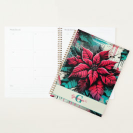 Agenda Graffiti floral de poinsettia esponjoso personaliz