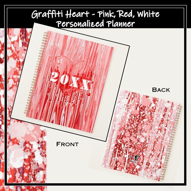 Agenda Graffiti Heart Paint Pour Pour y Red Personalize (Graffiti Heart Paint Pour Pink & Red Personalize Planner
)