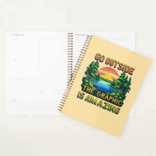Agenda Gráfica de arte pixelado de escena de naturaleza a