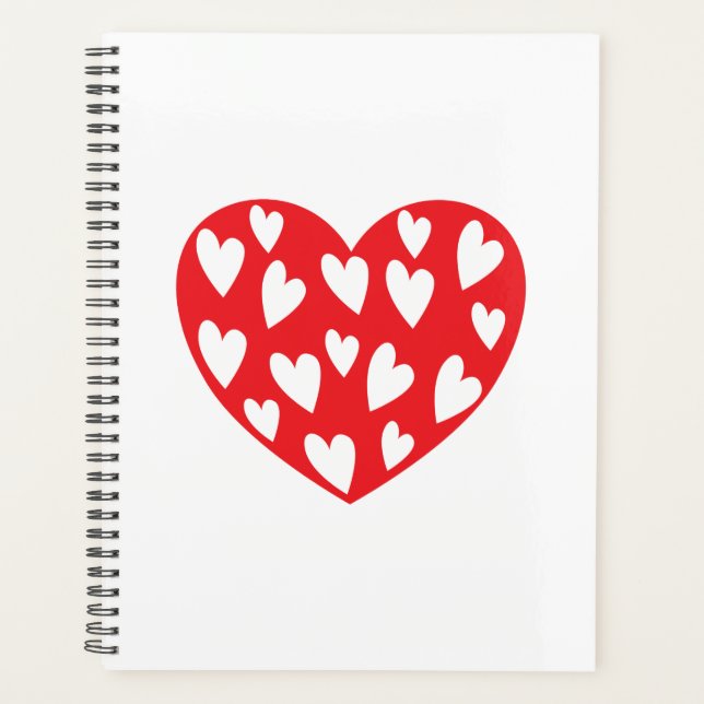 Agenda Gran corazón rojo con corazones pequeños (Anverso)