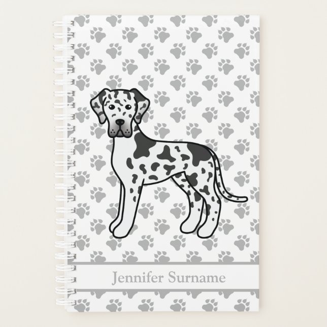 Agenda Gran Danés Harlequín Perro de Dibujos Animados Lin (Anverso)