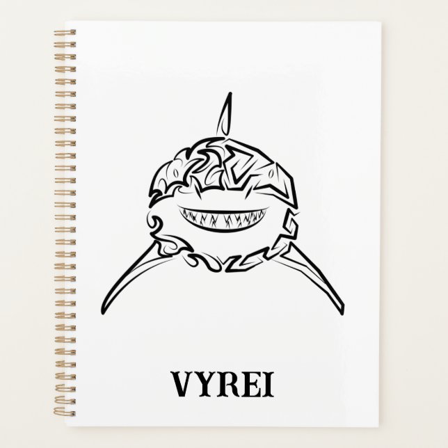 Agenda Gran tiburón blanco y negro tribal (Anverso)