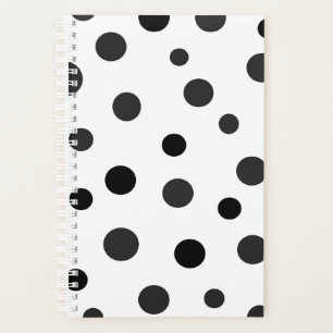 Agenda Grandes puntos de polka juguetones negros en blanc