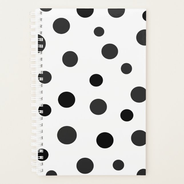 Agenda Grandes puntos de polka juguetones negros en blanc (Anverso)
