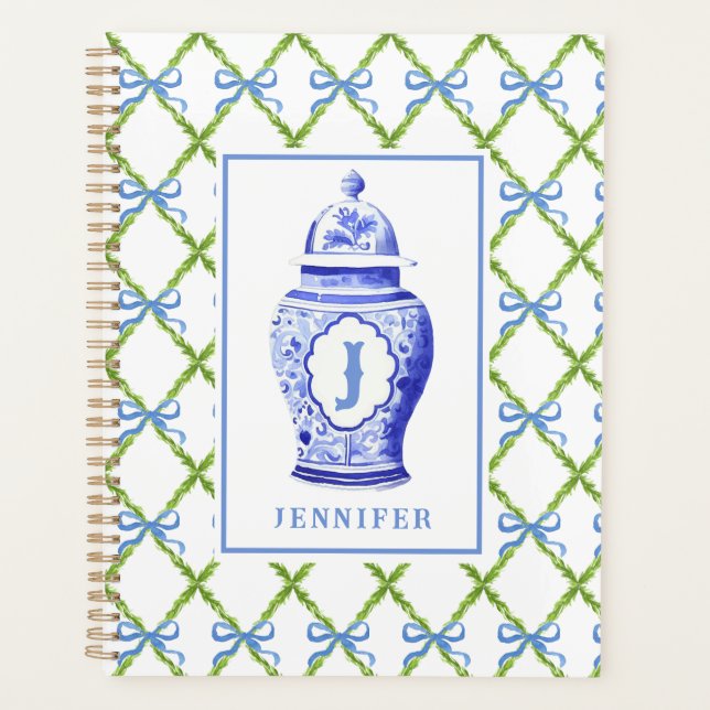 Agenda Grandmillennial Chinoiserie Ginger Jar | Monograma (Anverso)