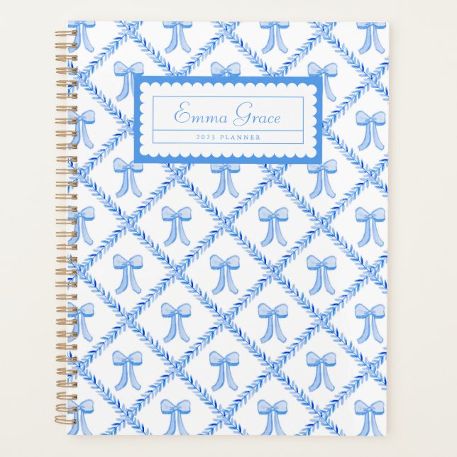 Agenda Grandmillennial Trellis Bows Planner (Anverso)