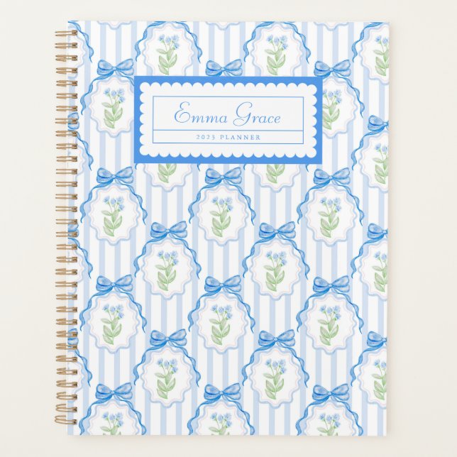 Agenda Grandmillennial Trellis Bows Planner (Anverso)