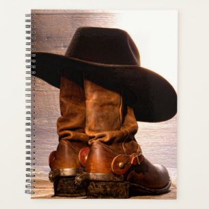 Agenda Granja rústica botas de vaquero de madera de grano