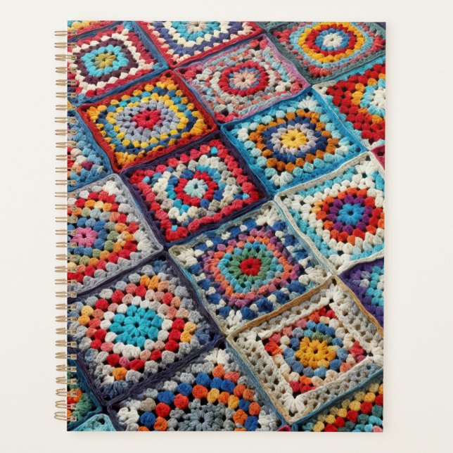 Agenda Granny Square Crocheted Quilt (Anverso)